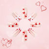 Picture of Valentine's Day Press on Nails Medium Square Fake Nails with Lip Bow Designs Glue on Nails Pink French Tip False Nails Press ons Cute French Heart Stick on Nails for Women 24 Pcs