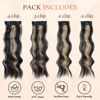 Picture of Vigorous Wavy Hair Extension for Women 4Pcs Black Mix Blonde Long Clip in Hair Extensions Soft Synthetic Hairpieces (24 inches, Black Mix Blonde)