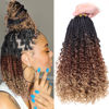 Picture of Beverlee Goddess Box Braids Crochet Hair 14 Inch Boho Box Braids 8 Packs Crochet Hair Bohemian Box Braids Crochet Braids Box Braids Curly Ends Messy Pre-looped Synthetic Curly Crochet Hair for Women