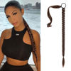 Picture of SEIKEA Upgraded Long Braid Ponytail Extension with Elastic Tie Straight Sleek Wrap Around Braid Hair Extensions Ponytail Dark Brown with Copper Highlights 20 Inch (After Braided 16 Inch) 110 Gram