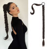 Picture of SEIKEA Upgraded Long Braid Ponytail Extension with Elastic Tie Straight Sleek Wrap Around Braid Hair Extensions Ponytail Natural Soft Synthetic Hairpiece Black Brown 26 Inch (After Braided 23 Inch)