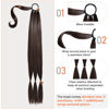 Picture of SEIKEA Upgraded Long Braid Ponytail Extension with Elastic Tie Straight Sleek Wrap Around Braid Hair Extensions Ponytail Natural Soft Synthetic Hairpiece Black Brown 26 Inch (After Braided 23 Inch)