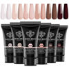Picture of modelones Poly Nail Gel, 6 Colors Nude Skin Tones Pink Neutral Brown Collection Poly Extension Gel Set Builder French Manicure DIY Design Nail Art Home Salon Beauty Gift