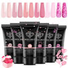 Picture of Modelones Poly Nail Gel Set, 6 Colors Pink Confetti Collection Nude Pink Glitter Colors Poly Extension Gel Enhancement Builder Nail Gel Pastel Summer Manicure DIY Home Salon Beauty Gift