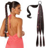 Picture of SEIKEA DIY Braid Ponytail Extension with Glitter Hair Tinsel, 26" Long Straight Braid Hair Extension with Hair Tie, Wrap Around Hair Extensions Ponytail Natural Soft Synthetic Hairpiece Black Brown