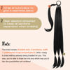 Picture of SEIKEA 2PCS Long Braid Ponytail Extension with Hair Tie Long Straight Wrap Around Hair Extensions Ponytail Natural Soft Synthetic Hair Piece Black 26 Inch (After Braided 23 Inch)
