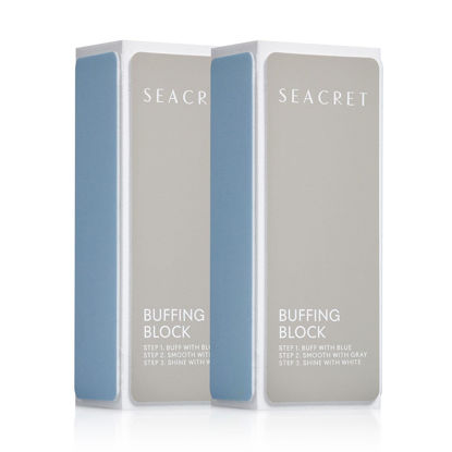 Picture of SEACRET - Professional Nail Buffing Block. 3 Ways Buffing Block The Secret for Shiny Nails. Manicure & Pedicure - Pack of 2