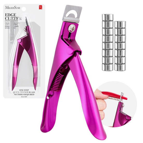 Picture of MelodySusie Acrylic Nail Clippers with 15pcs Magnet Sizers, Professional Nail Clippers Cutters for Long Acrylic Gel Nails Tips, Adjustable Stainless Nail Trimmer, Manicure Tool for Salon Home, Plum