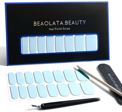 Picture of Beaolata Nail Polish Strips, 32 Nail Wraps, Nail Stickers, Gel Nail Strips, Easy Apply& Remove, Long Lasting, Salon Quality (Baby Blue)