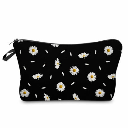 Picture of Deanfun Cosmetic Bag for Women, Durable Polyester Makeup Bag Organizer Travel Waterproof Roomy Accessories Daisy Purse Bag Gifts(52366)