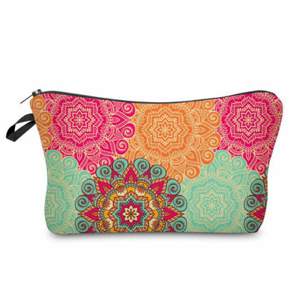 Picture of Deanfun Cosmetic Bag for Women, Mandala Flowers Waterproof Makeup Bags Roomy Toiletry Pouch Travel Accessories Gifts (51560)