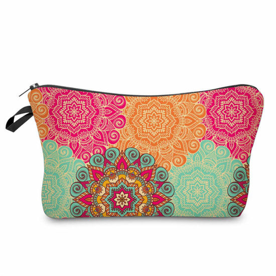 Picture of Deanfun Cosmetic Bag for Women, Mandala Flowers Waterproof Makeup Bags Roomy Toiletry Pouch Travel Accessories Gifts (51560)