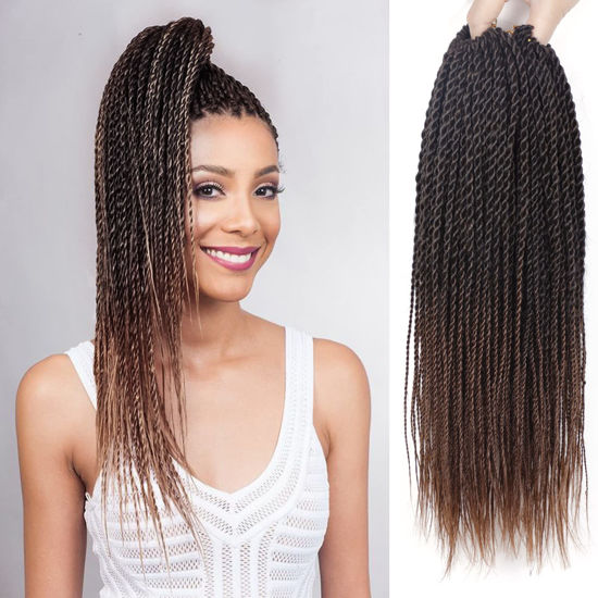 Picture of NAYOO Senegalese Twist Crochet Hair - 8 Packs 14 Inch Crochet Hair For Black Women, 30 Strands/Pack Small Twist Crochet Hair Hot Water Setting, Crochet Braids Hair with Natural Ends(14 Inch,1B/30)