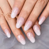 Picture of ELEVENAIL Press On Nails Glossy Milk White Pink False Nails Medium Length Oval Acrylic Solid Color Nail Art Tips Salon Women Girls DIY Manicure Reusable Stick On Fake Nails for Daily Office Home Party