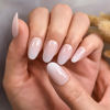 Picture of ELEVENAIL Press On Nails Glossy Milk White Pink False Nails Medium Length Oval Acrylic Solid Color Nail Art Tips Salon Women Girls DIY Manicure Reusable Stick On Fake Nails for Daily Office Home Party