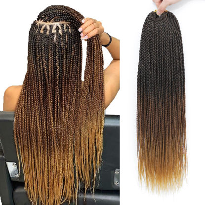 Picture of NAYOO Ombre Crochet Hair Senegalese Twist 22 Inch 8 Packs Braids Crochet Hair, 35 Strands/Pack Crochet Twist Hot Water Setting, Pre-Lopped Small Crochet Hair for Women (22 Inch, 1B/30/27)