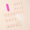 Picture of LPOODDNU Almond Press on Nails White French Tip Fake Nails Medium Length Acrylic Nails Press ons with Bow Charms Designs Cute White Pearls Glue on False Nails Reusable Stick on Nails 24pcs