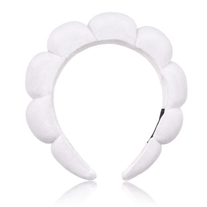 Picture of Ayesha Spa Headband for Washing Face Sponge Makeup Headbands Skincare Headband Soft Hair band to Facial Clean Headbands for Women Face wash Skin care Make up Shower (White)