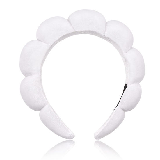 Picture of Ayesha Spa Headband for Washing Face Sponge Makeup Headbands Skincare Headband Soft Hair band to Facial Clean Headbands for Women Face wash Skin care Make up Shower (White)