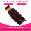 Picture of Human Braiding Hair for Boho Braids Burgundy Deep Wave Bulk Human Hair for Braiding 14 Inch 2 Bundles 100G #99J Wet and Wavy Curly Human Hair Red Braiding Hair Extensions No Weft Bundles for Braiding