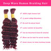 Picture of Human Braiding Hair for Boho Braids Burgundy Deep Wave Bulk Human Hair for Braiding 14 Inch 2 Bundles 100G #99J Wet and Wavy Curly Human Hair Red Braiding Hair Extensions No Weft Bundles for Braiding