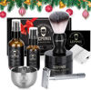 Picture of Shaving Kit for Men, Include Safety Razor, Sandalwood Shaving Cream, Mens aftershave, Pre Shave Oil, Shaving Brush and Bowl, Shaving Bib -Unique Gifts for Men Him Stocking Stuffers