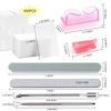 Picture of Gel Nail Polish Remover Tools Kit, with 10 Pcs Nail Clips, 400 Pcs Lint Free Nail Wipes, Nail Files 100/180, Buffer Block 400/4000, Nail Brush, Cuticle Pusher, Cuticle Peeler (Pink)