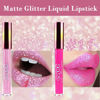 Picture of evpct 2Pcs Pink & Rose Pink Matte to Glitter Liquid Lipstick Long Lasting Lip Set Kit for Women Diamond Shiny Glitter Sparkly Glossy Metallic Shimmer Sparkle Waterproof Lipstick Lip Gloss 09+11