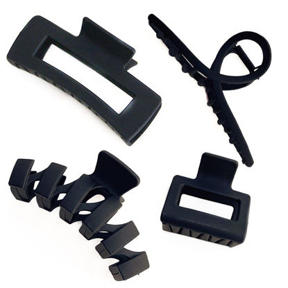 Picture of ZYIGYI Big Black Hair Claw Clips for Women, 2 in/4.3 in Matte Hair Clips Large Size for Thin Thick Hair Nonslip(4 Pcs)
