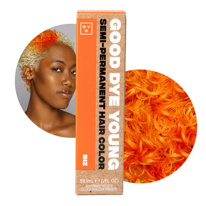 Picture of Good Dye Young Streaks and Strands Semi-Permanent Hair Dye (Biz Neon Orange) - UV Protective Temporary Color, 15-24+ Washes - Conditioning, PPD Cruelty-Free & Vegan