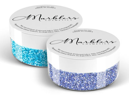 Picture of MARBLERS Cosmetic Grade Fine Glitter Duo [ICY Blue & Aqua Blue] 0.36oz (10g) | Non-Toxic | Vegan | Cruelty-Free | Eyeshadow, Nail Polish, Nail Art | Festival, Rave & Party Makeup | Body & Face
