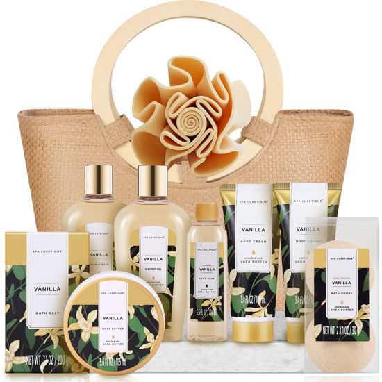 Picture of Spa Luxetique Spa Gift Baskets for Women - Vanilla Bath Set for Women with Bubble Bath, Body Lotion Gift Set, Vanilla Spa Gifts for Women, Birthday Woman Gifts, Mothers Day Gifts for Mom