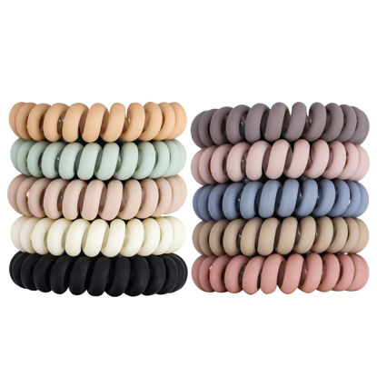 Picture of 79STYLE 30pcs Spiral Hair Ties No Crease Coil Hair Ties Platics Coiled Phone Cord Ponytail Holder Large Sprial Hair Scrunchies For Women Thick Curly Hair Girls
