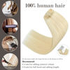 Picture of Honsoo Blonde Hair Extensions Clip in Human Hair Platinum Blonde 70g 7pcs 12inch Double Weft Straight Short Thick Remy Human Hair For Full Head No Tangles No Shedding