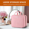 Picture of BAFAMYE 5.8L Travel Toiletry Bag for women - 2.1 GAL Water-resistant Makeup Cosmetic Bag Organizer With Hanging Hook for Travel Accessories Shampoo Full-size Container, Pink