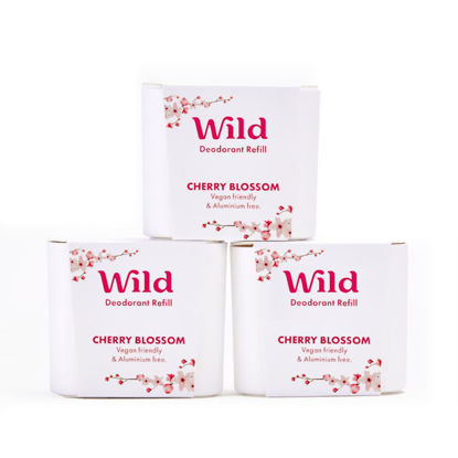 Picture of Wild - Cherry Blossom Refill Trio Pack - Natural Refillable Deodorant - Vegan & Eco-Friendly - Aluminium Free - Long Lasting Protection - 100% Natural Ingredients - 3 Pack of 40g Refills