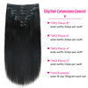 Picture of Yaki Straight Clip in Hair Extensions for Black Women Brazilian Human Hair Extensions 8Pcs Remy Hair Extensions Clip in Human Hair with 18Clips Double Lace Weft 120g 14inch Natural Black