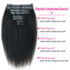 Picture of Seamless Kinky Straight Clip in Hair Extensions for Black Women Brazilian Virgin Human Hair Extensions 8Pcs Seamless Clip ins Human Hair with 18Clips Invisible PU Skin Weft 120g 14inch Natural Black