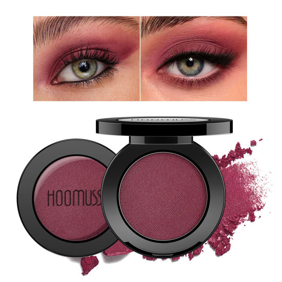 Picture of HOOMUSS Single Berry Eyeshadow Shimmer, Handmade Pressed Eyeshadow Palette Long Lasting With No Creasing, Intense Color Pigmented Dark Red Eye Shadow (Cranberry)
