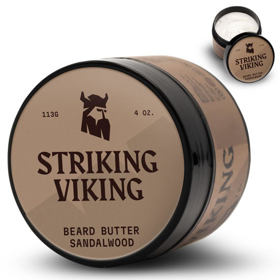Picture of Striking Viking Sandalwood Beard Softener for Men - Non-Greasy Cream Formula With Natural Ingredients for Hydrated and Refreshing Beards (4oz)