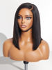 Picture of LUVME HAIR 12 Inch Light Yaki Straight Bob Wig Human Hair, Undetectable HD Lace Glueless Bob Wigs Human Hair Pre Plucked, Pre Cut Lace Wig Short Black Blunt Cut Bob Wigs