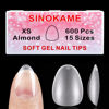 Picture of Extra Short Almond Nail Tips, SINOKAME No File Gel Nail Tips with Tip Primer Cover, for Tiny Petite Child &Average Nail Beds, Clear Gel Press on Fake Nails Short for Nail Extensions,600Pcs 15 Sizes