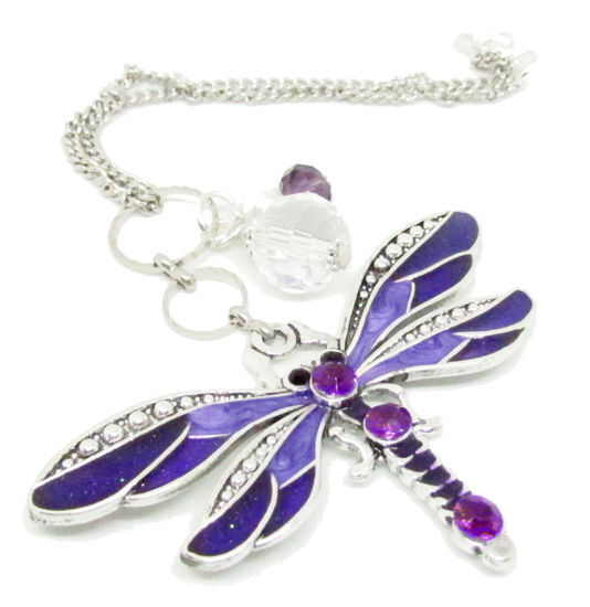 Picture of Dragonfly Rear View Mirror Car Charm - Crystal Sun Catcher for Car - Valentines Day Gifts for Women