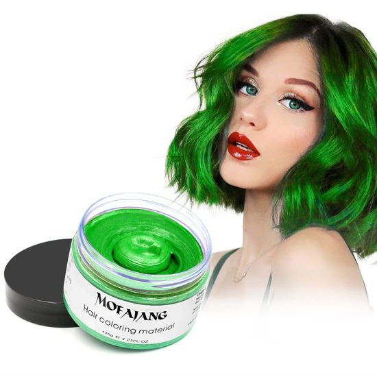 Picture of Green Hair Wax Color, SOVONCARE Temporary Hair Dye Wax Natural Instant Hairstyle Cream for Women & Men Party, Cosplay, Halloween 4.23 oz (Green)