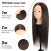 Picture of ZOMOI Mannequin Head 70% Human Hair 28"Cosmetology Practice Mannequin Head with Hair Makeup Doll Head for Practice（No makeup 4#）