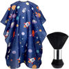 Picture of FEBSNOW Kids Hair Cutting Cape,Professional Kids Barber Cape and Neck Duster Brush Cartoon Hairdresser Apron with Adjustable Closure for Children Salon Barber Supplies for Kids & Adults 55x39 Inches