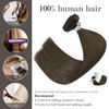 Picture of Honsoo Brown Hair Extensions Clip In Human Hair Extensions Medium Brown 100g 20in 7pcs Natural Soft Hair, Can Be Styled Long Straight Hair