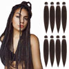 Picture of DIFUNEE Pre-stretched Braiding Hair - 20 Inch 8 Packs Light Brown Long Braiding Hair For Twist or Box Braids, Yaki Texture Hot Water Setting Synthetic Braiding Hair Extensions (20 Inch, #4-8P)