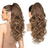 Picture of REECHO Ponytail Extension, 24" Claw Clip in Ponytail Extensions Long Curly Wavy Ponytail Hair Extension Jaw Clip on Pony Tails Hairpiece for Women - Dark Ash Blonde with Golden Ends