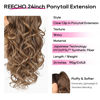 Picture of REECHO Ponytail Extension, 24" Claw Clip in Ponytail Extensions Long Curly Wavy Ponytail Hair Extension Jaw Clip on Pony Tails Hairpiece for Women - Dark Ash Blonde with Golden Ends